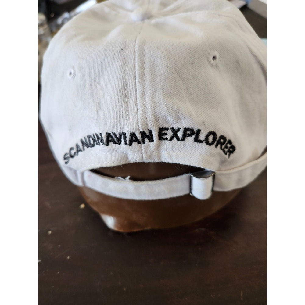 Norway Ball Cap White Washed Cotton with Moose - Picture 3 of 4
